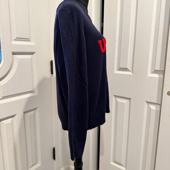 US Polo Association USPA Logo Crew Neck NWT Blue Sweater Women's XL Retail $60 - Picture 4 of 7